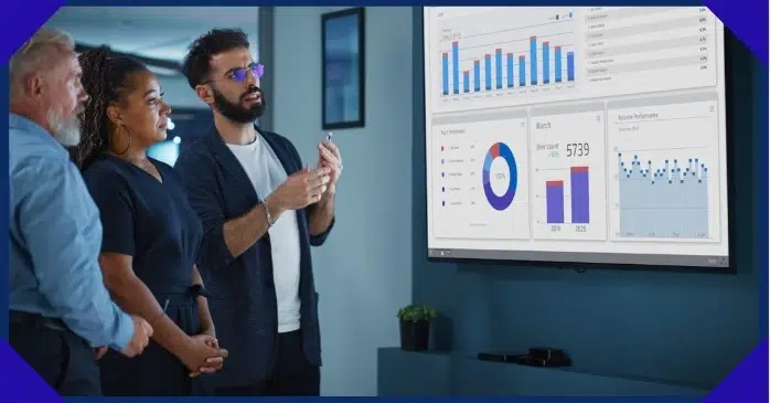 Examining the Potential of Multimedia in Research 1 A man is using multimedia in research to create interactive presentations.