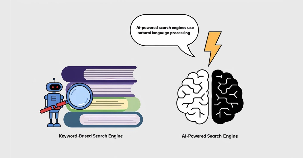 Keyword based search engines VS AI-powered search engines.